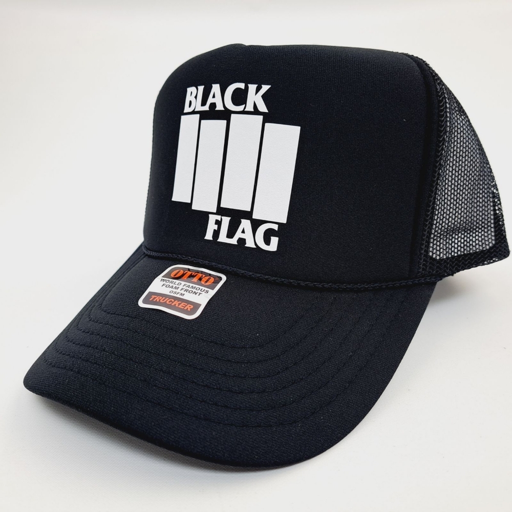 California Punk Rock Black Flag Foam Mesh Snapback Trucker Hat Cap Black HTV - Picture 3 of 5